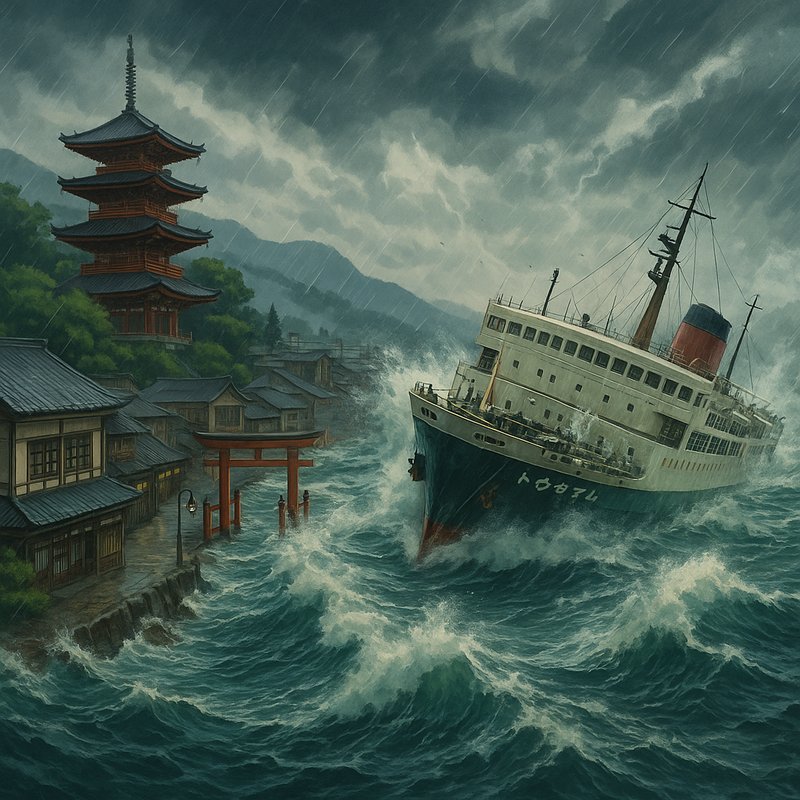 Ferry Toya Maru sinks during Typhoon Marie killing hundreds