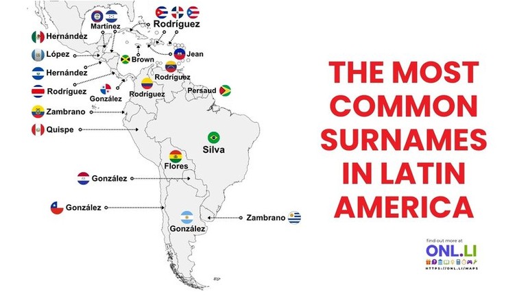 The most common surnames in Latin America
