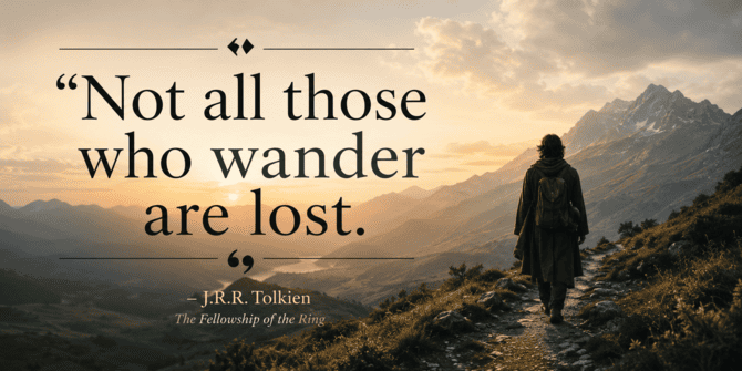 “Not all those who wander are lost.” — J.R.R. Tolkien, The Fellowship of the Ring