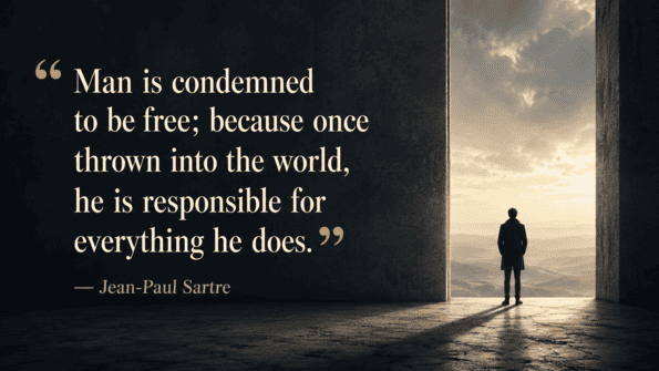 Jean-Paul Sartre - Man is condemned to be free; because once thrown into the world, he is responsible for everything he does.