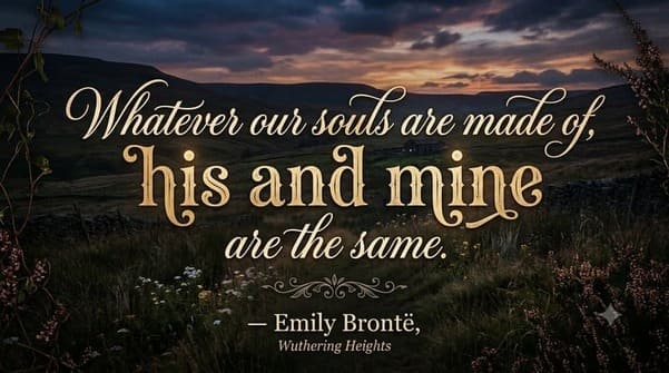 “Whatever our souls are made of, his and mine are the same.”  — Emily Brontë, Wuthering Heights